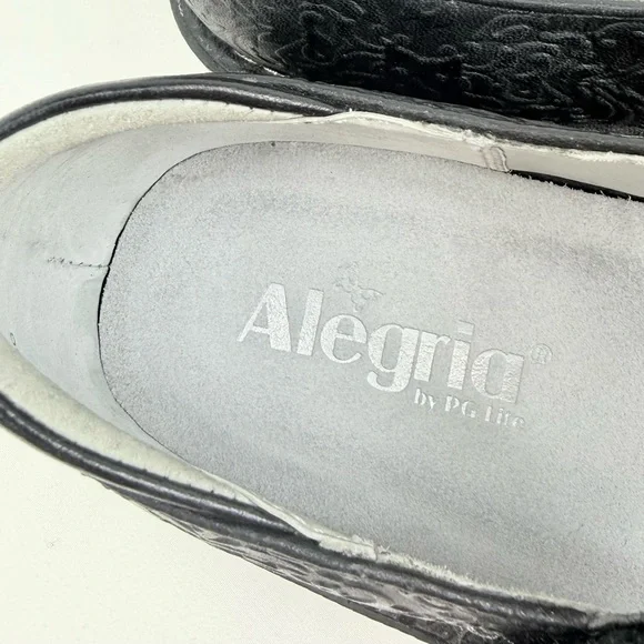 Alegria PALOMA 7507 Black Tooled Leather Mary Jane Support Comfort Orthotic Shoe - Picture 10 of 16